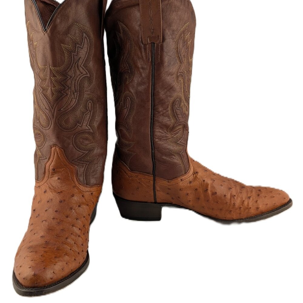 DAN POST Tempe DP2324 Ostrich Quill Western Boots Cognac